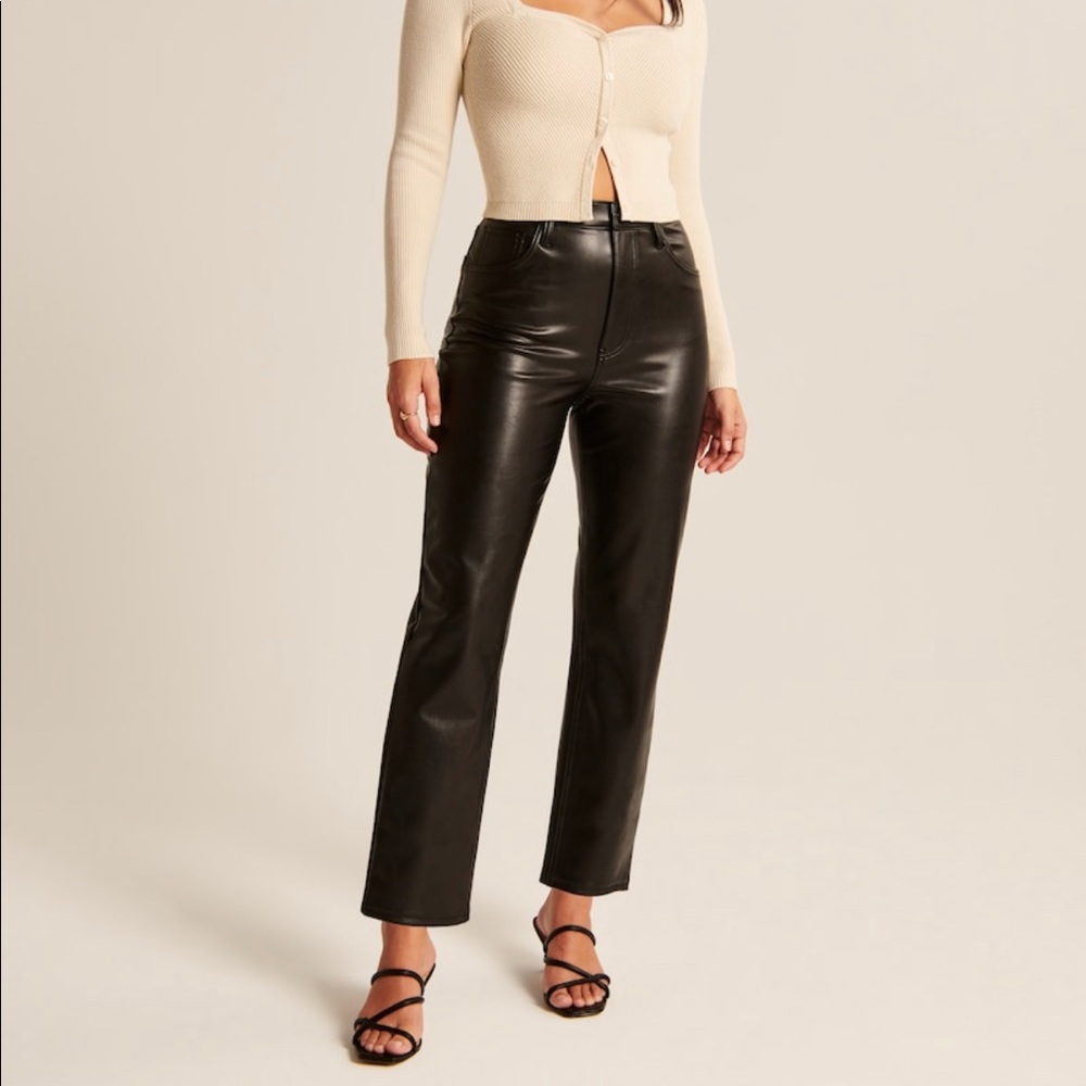 NWT // Abercrombie - Black Vegan Leather Ankle Straight Pants